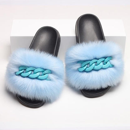 Furry Fur Chain Sliders