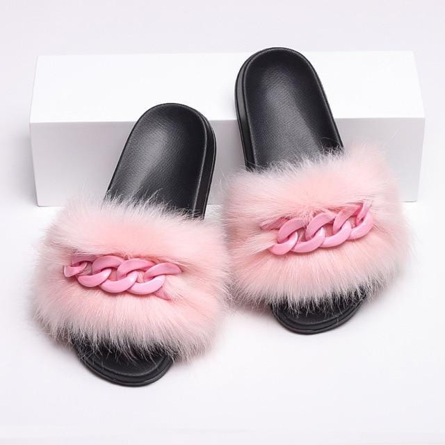 Furry Fur Chain Sliders