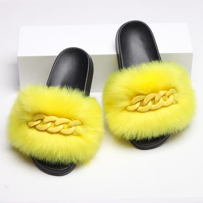 Furry Fur Chain Sliders