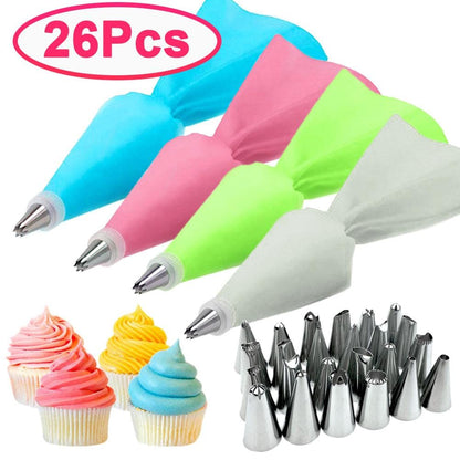 26 Pcs Set Silicone Pastry Bag