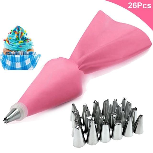 8/26Pcs/Set Silicone Pastry Bag Tips Kitchen Cake Icing Piping Cream Cake Decorating Tools Reusable Pastry Bags+24 Nozzle Set