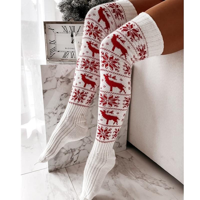 Long Knitted Christmas Women's Stockings