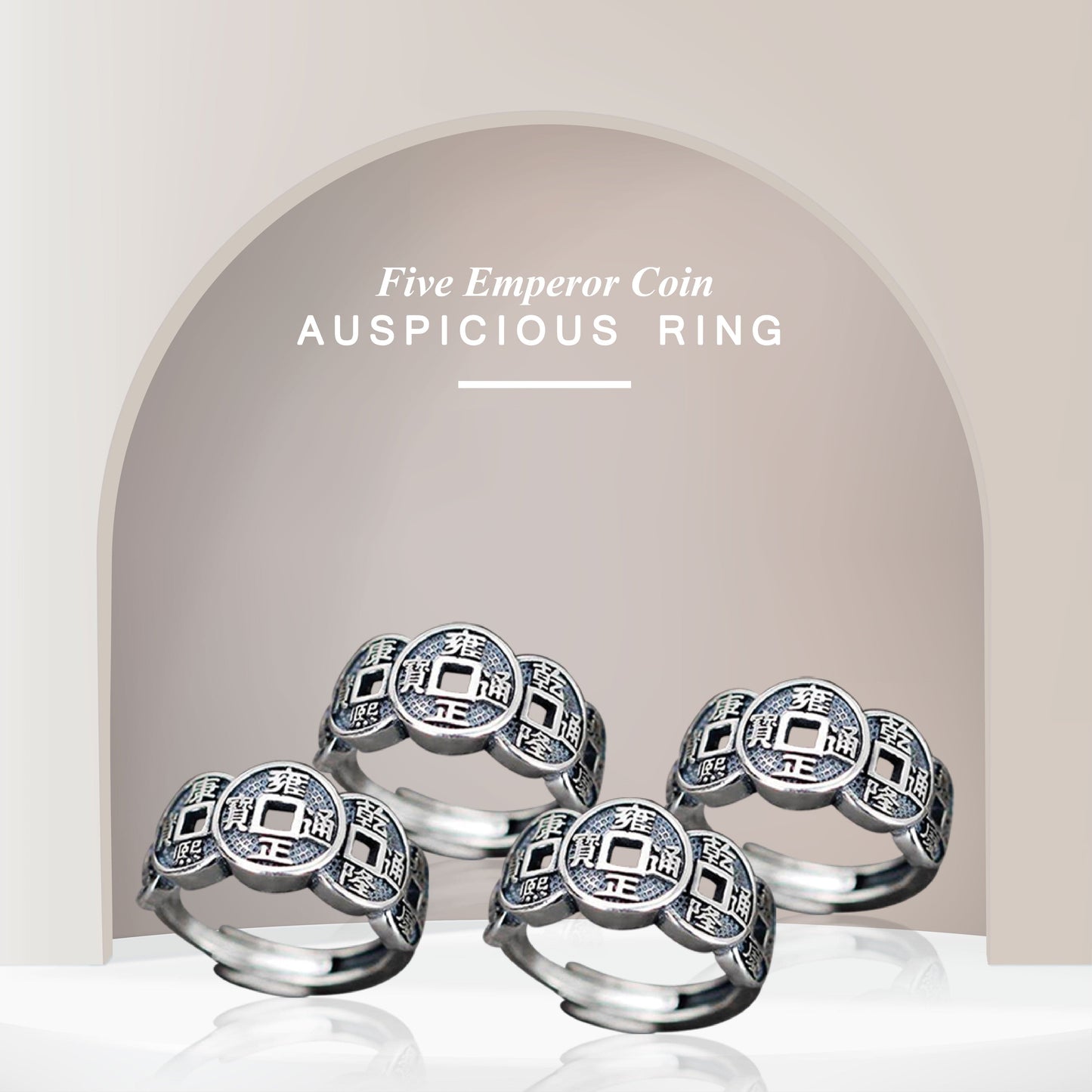 Five Emperor Coin Auspicious Ring