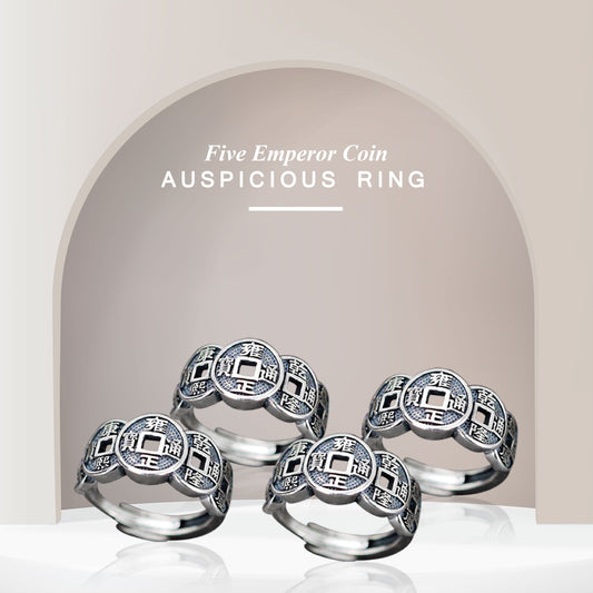 Five Emperor Coin Auspicious Ring