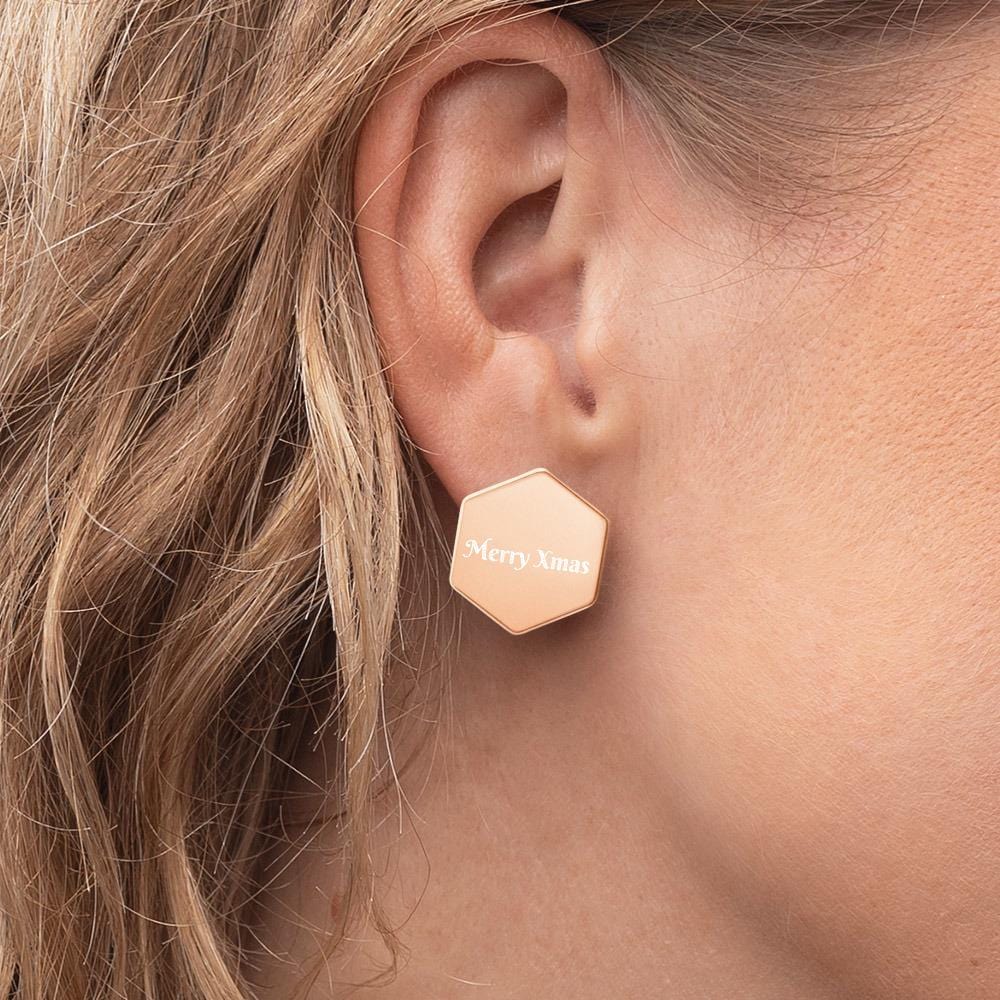 Personalised Hexagon Stud Earrings